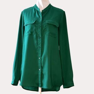 Isaac Mizrahi IMNYC Crepe Chiffon Button Front Blouse Top S